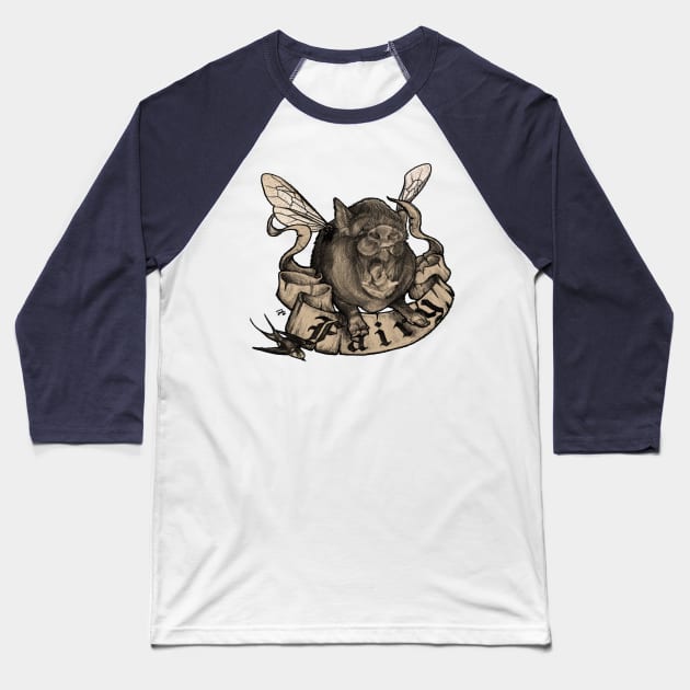 Fairy Pig Baseball T-Shirt by FreyStrandDraws